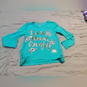 Isaac Mizrahi Girls Turquoise | Gold Long Sleeve T-Shirt size: S(5/6)